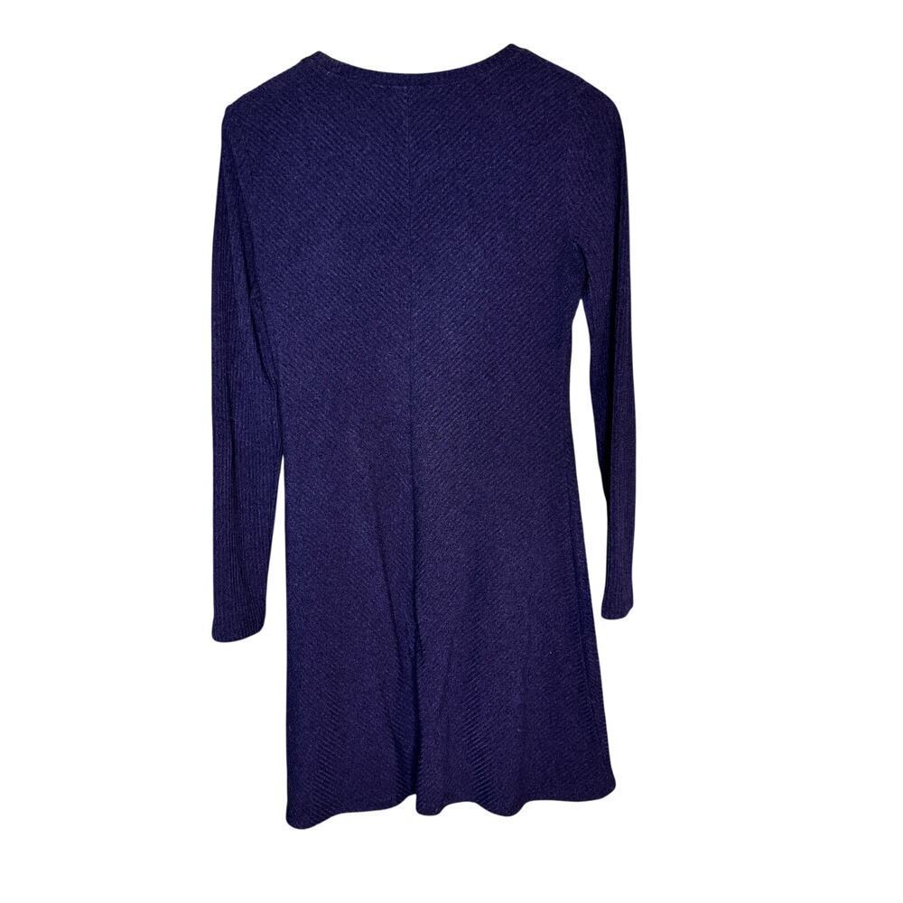 Gap Women's Long Sleeve sz Small Navy Ribbed Dress Midi Swing Stretch - Picture 2 of 8